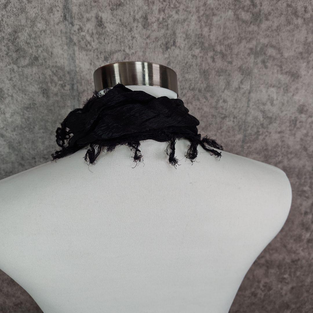 14th Addictionフリンジ スカーフ ストール 蛇スネークリング付き黒