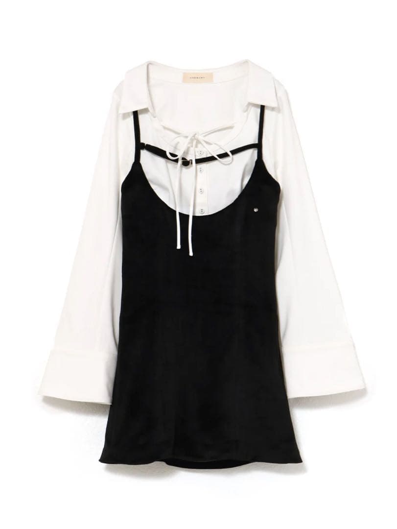 ワンピース ANDMARY Betty velour mini dress black