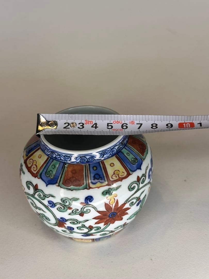 大明嘉靖年製 底款　彩絵　小壺　中国古美術