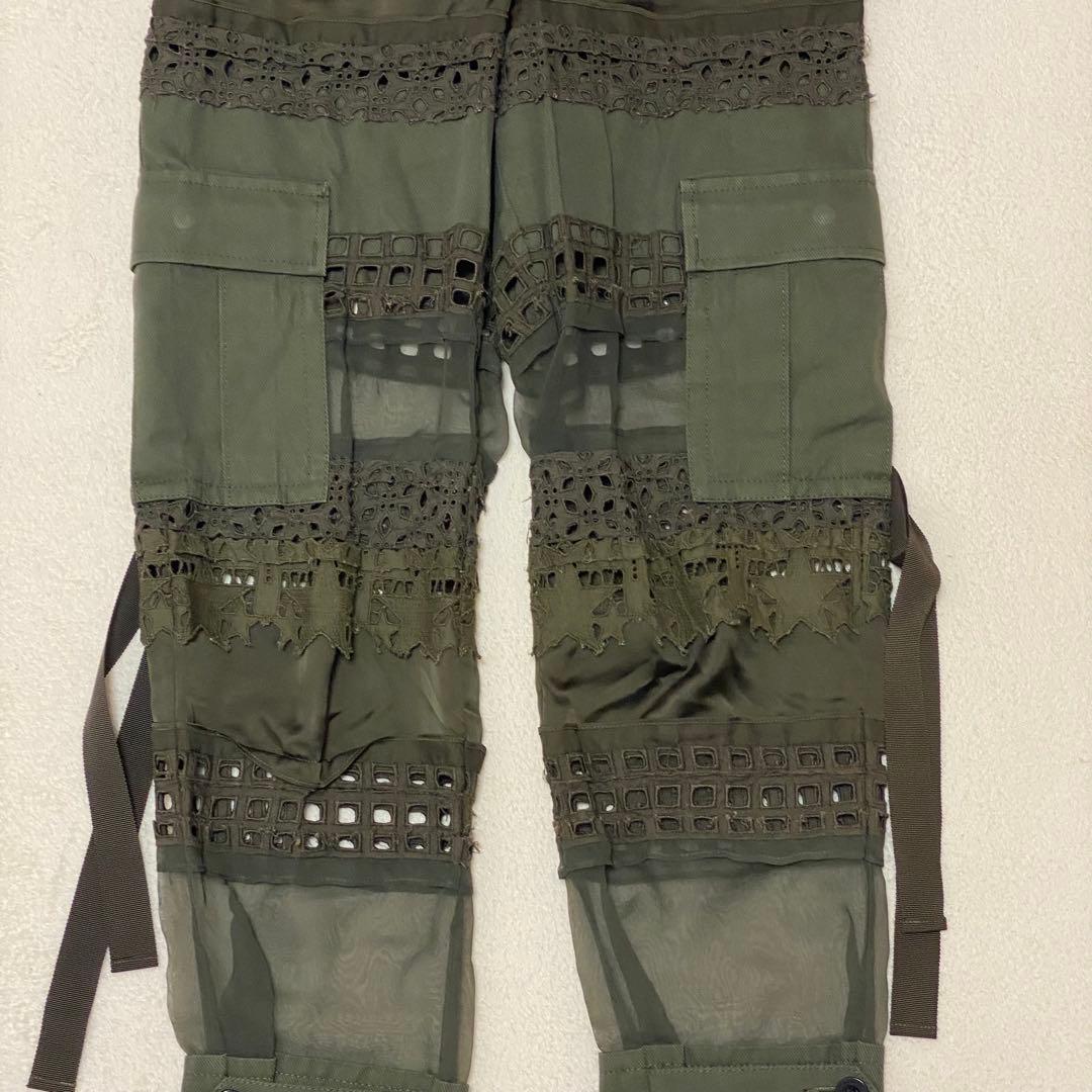 sacai 21SS グラフィック メッシュパネル カーゴパンツ