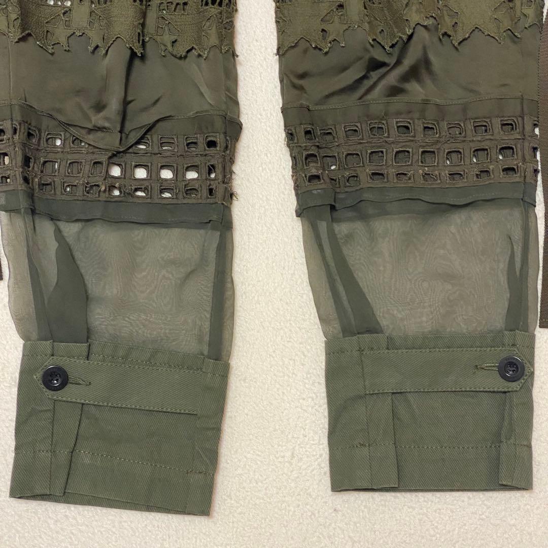 sacai 21SS グラフィック メッシュパネル カーゴパンツ