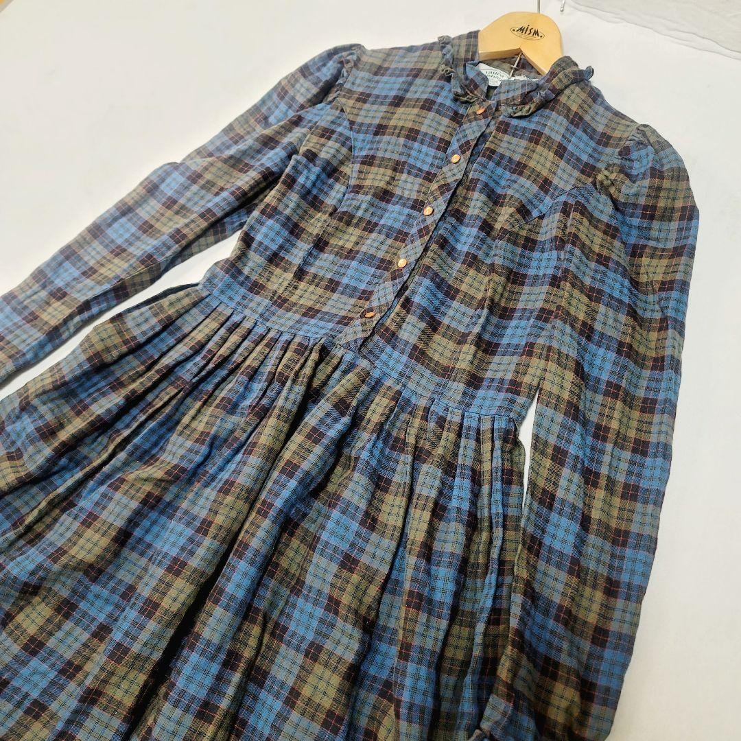 レア極美品LAURA ASHLEYヴィンテージチェック柄フリルロングワンピース