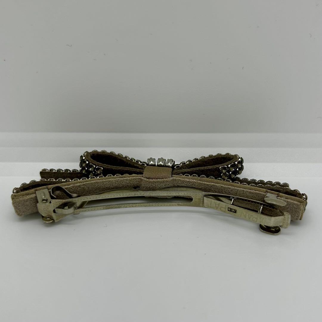 コンプレックスビズ　クリスタルメッシュパヴェ スリムバレッタ　グレージュ　リボン