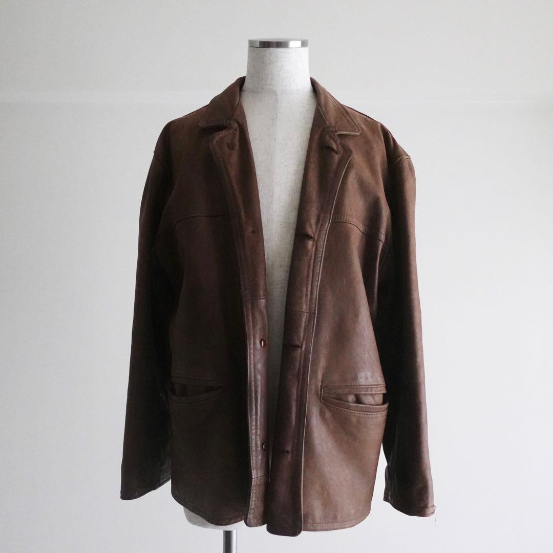 【フランス製】1990s ARTURO Paris ブラウンレザー　カーコート