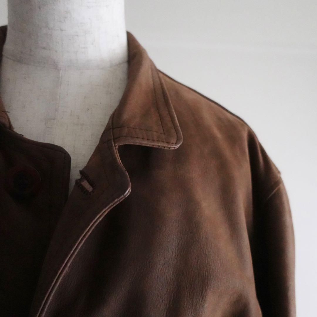 【フランス製】1990s ARTURO Paris ブラウンレザー　カーコート