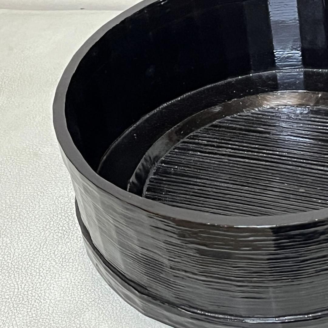 岸一閑 一閑張 桶炭斗 木箱入 宗旦好 炭桶 時代 炭斗 茶道具 【k3498】