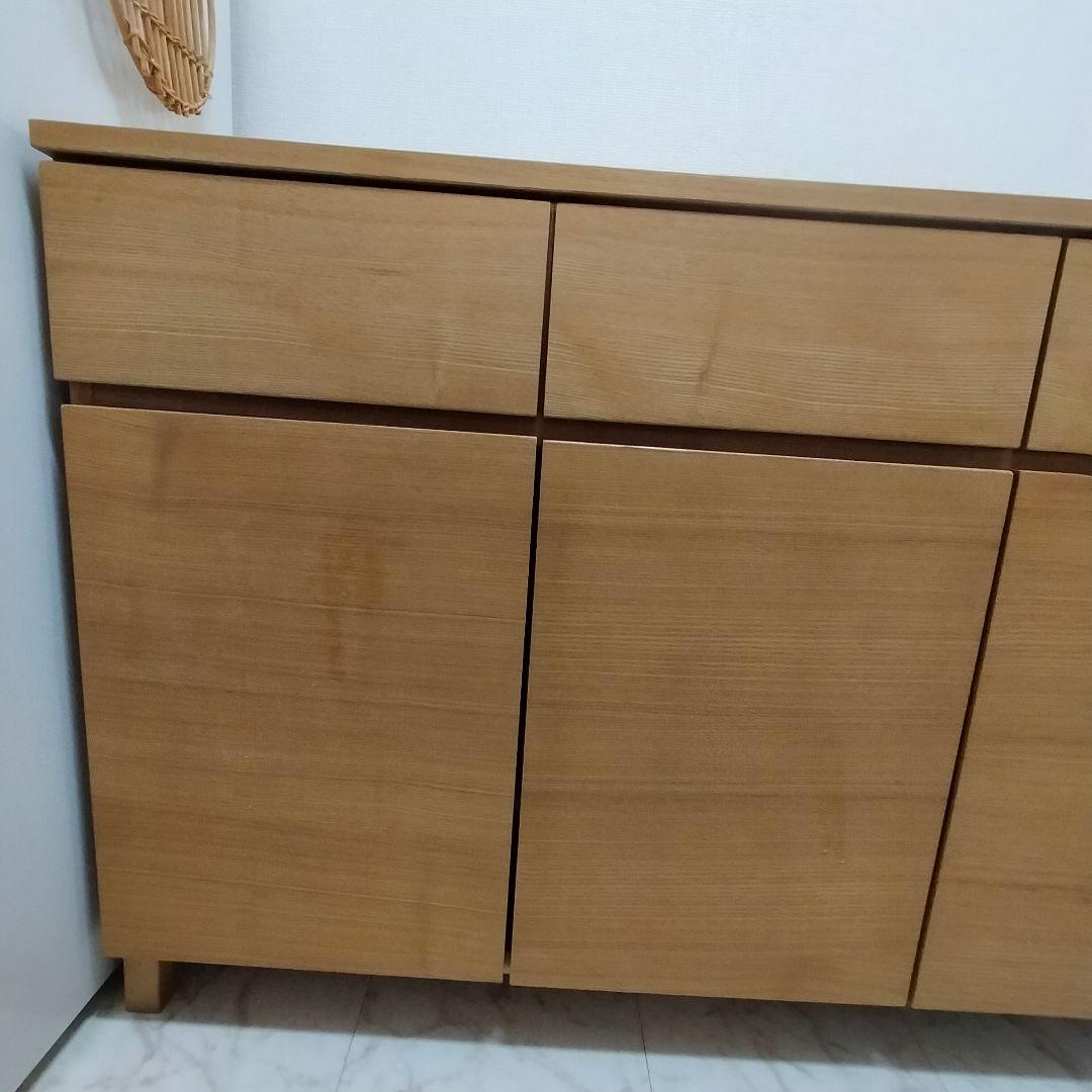 【お値下】無印 タモ材 キャビネット 脚付き