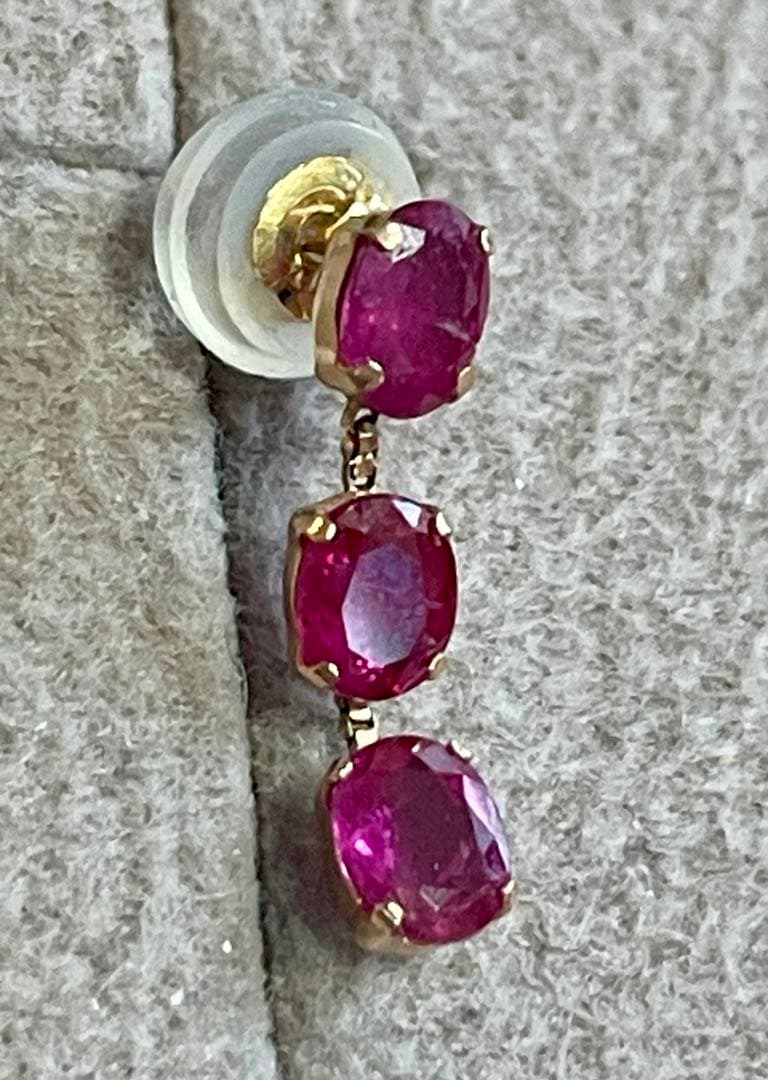 K18金 ルビー 0.60ct 3連ピアス　片耳