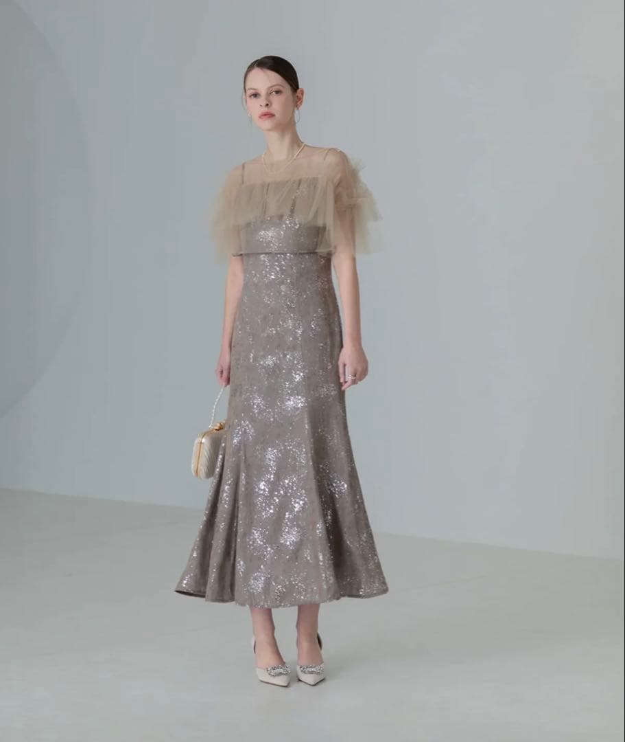 Leja チュールフリルボレロペイントマーメイドワンピースドレス(新品タグ付き）