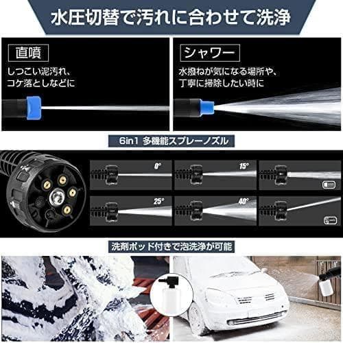 ASUNPIE 高圧洗浄機 強力モータ500w 吐出圧力8Mpa 充電式 コード