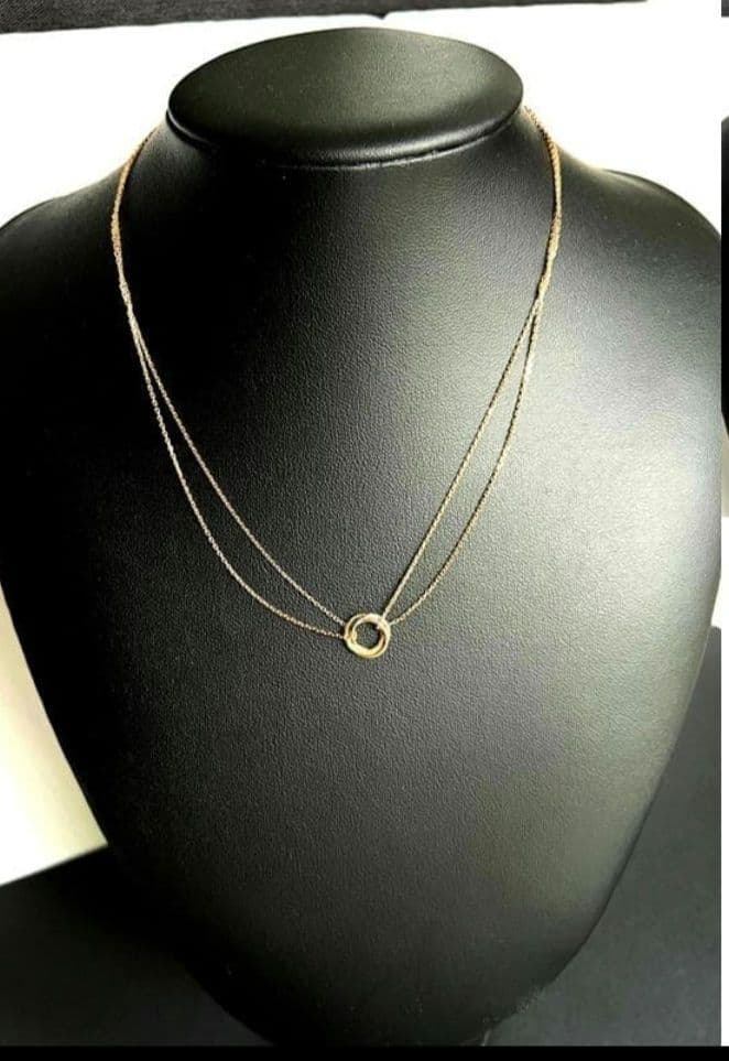 国内正規　カルティエ　K18　3カラー　トリニティ ネックレス　ダブル