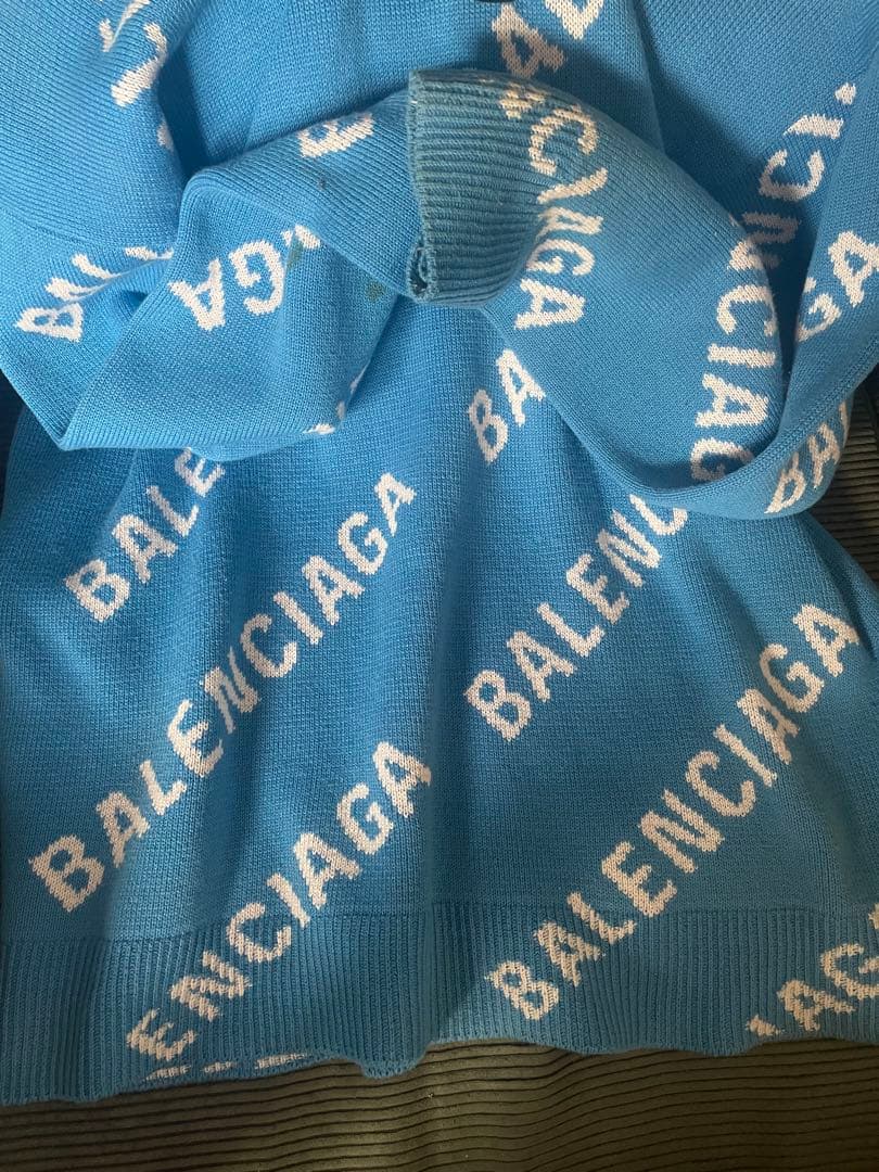 BALENCIAGA ユニセックスニットセーター 青/白