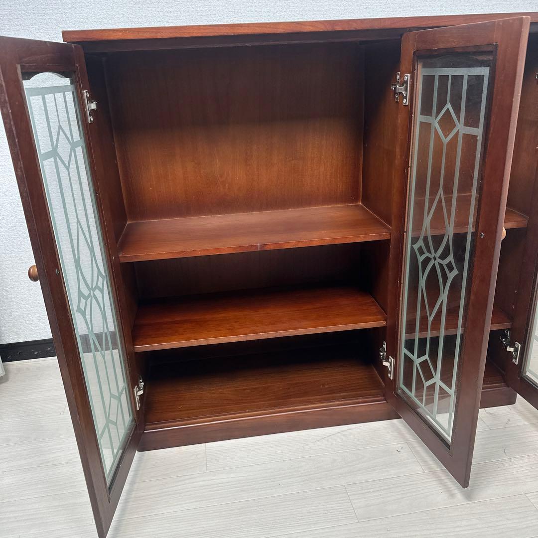 日昇 キャビネット サイドボード リビング収納 ガラス扉 iso※