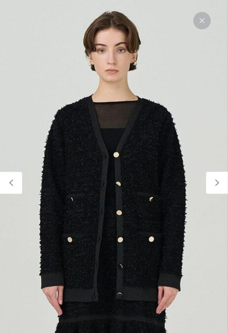 【未使用】グレースコンチネンタル 24AW ツイードバイカラーニットカーディガン