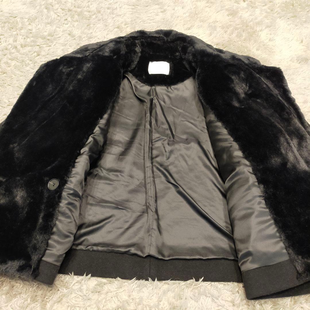 HARE ウーリーテックフェイクファーショートコート　ブラック1