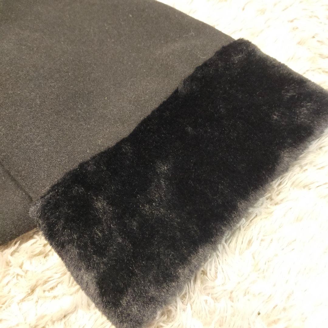 HARE ウーリーテックフェイクファーショートコート　ブラック1