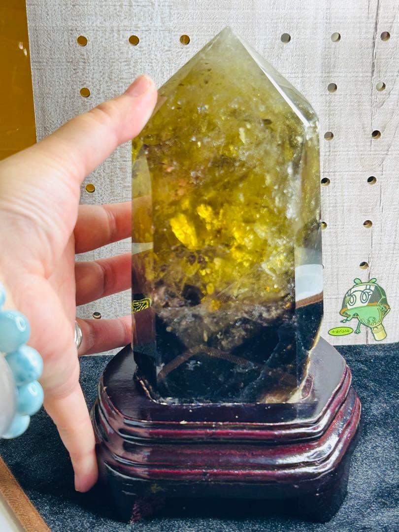 虹入り★シトリンスモーキー共生1300ｇ超え シトリンポイント