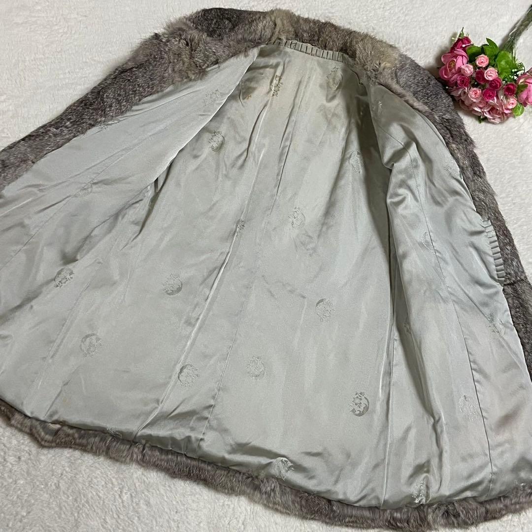 本毛皮 ラビットファー コート サイズL相当 毛並み◎