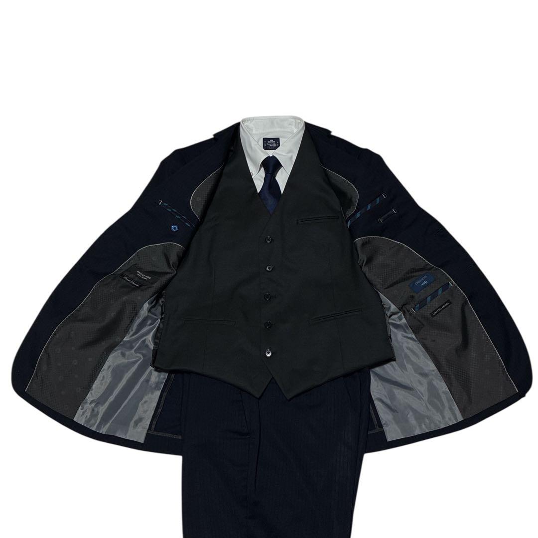 ORIHICA 3ピース リバーシブルベスト スーツ ネイビー A6