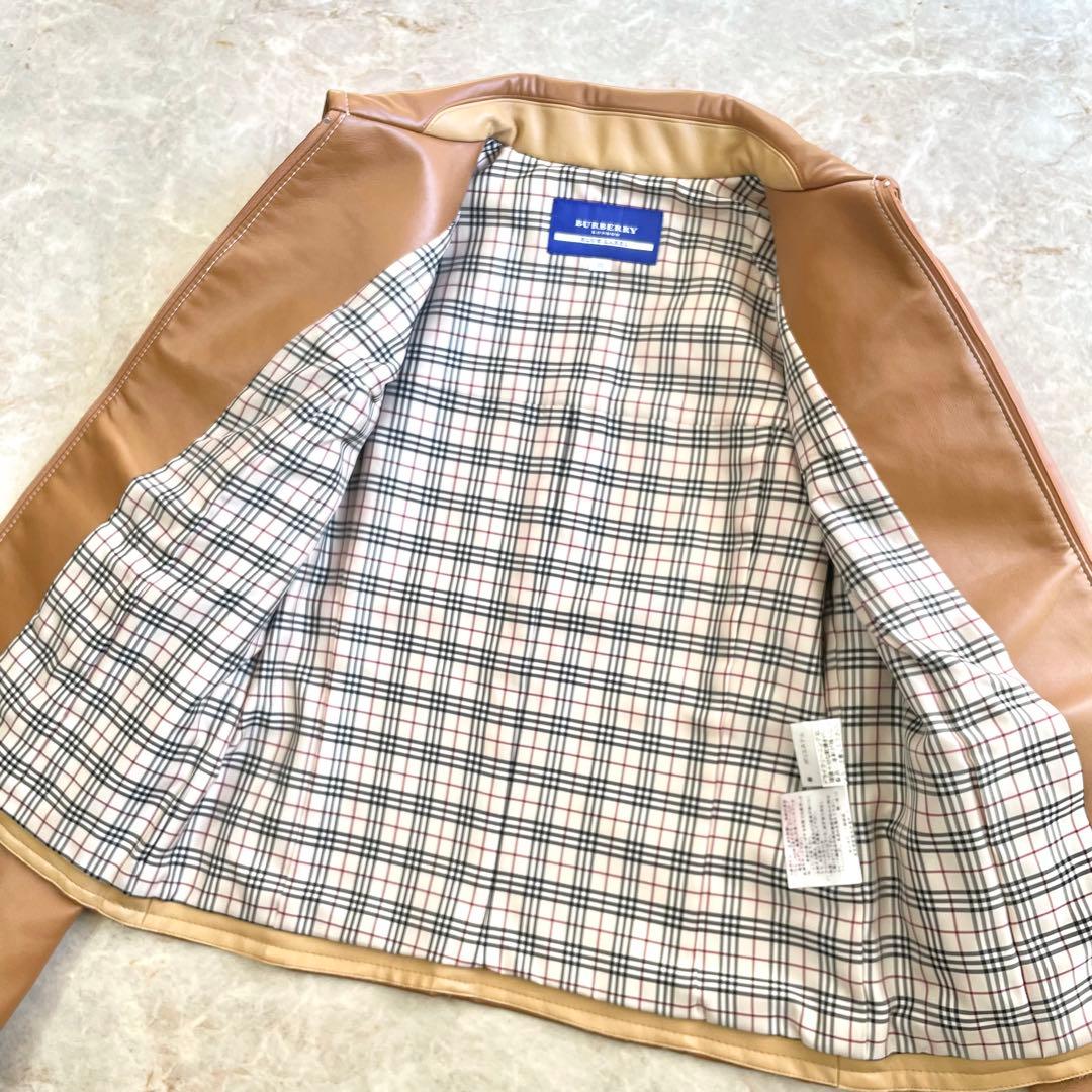 BURBERRY BLUE LABEL 裏地チェック ライダースジャケット 38