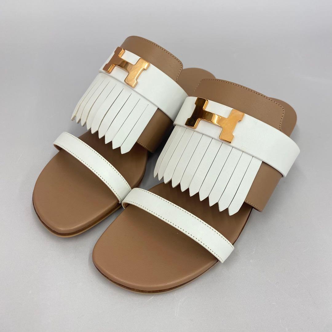 エルメス サンダル 《 コラリア 》 白 ゴールド 37 24cm程度 未使用