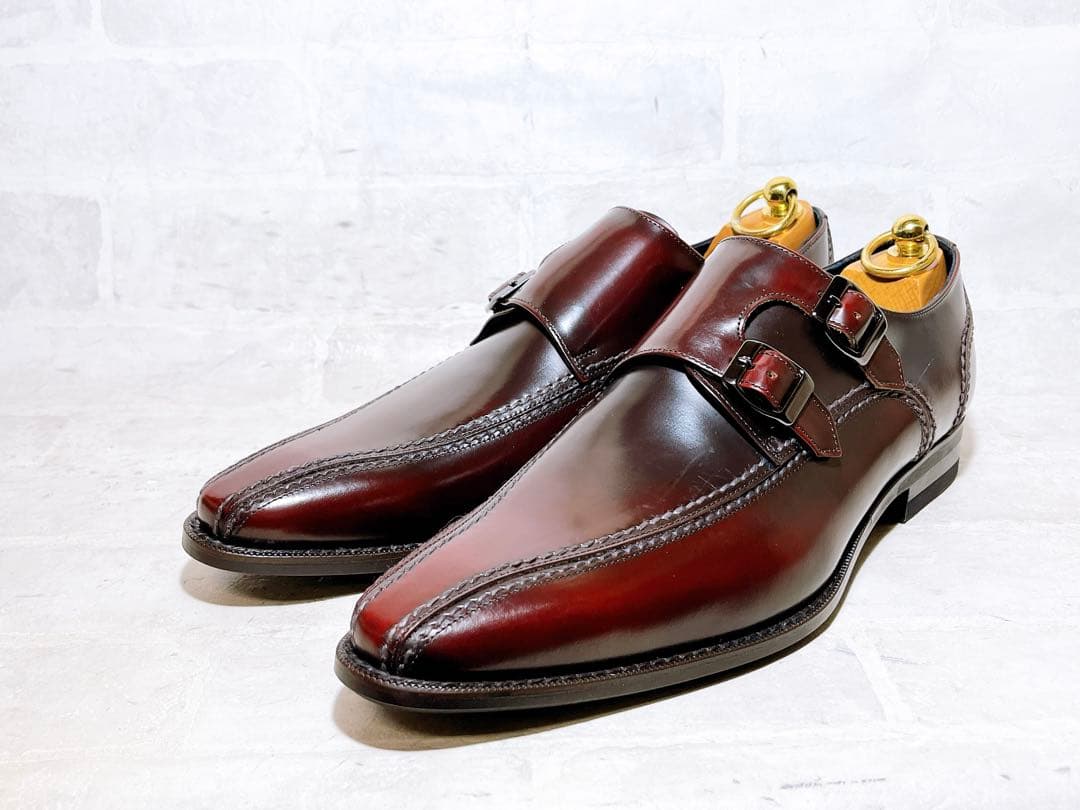 【未使用】REGAL ダブルモンク ビジネスシューズ 本革 ボルドー 26cm
