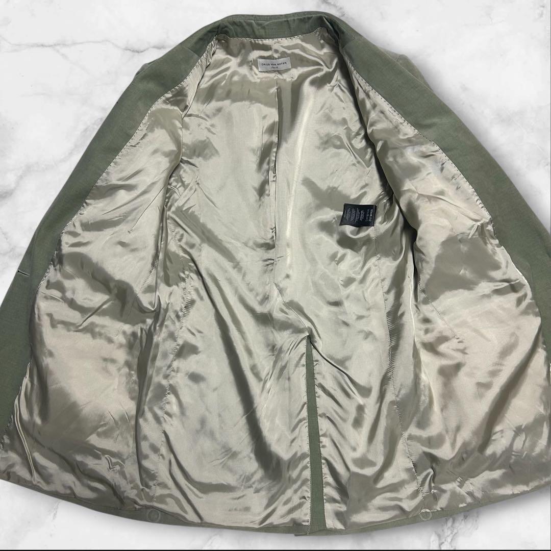 （美品）ドリスヴァンノッテン ドレープ ベロア ジャケット グリーン　表記38