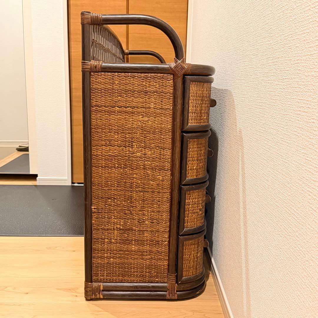 希少✨ヴィンテージラタン　籐家具 チェスト　4段10杯　引き出し タンス　ラタン