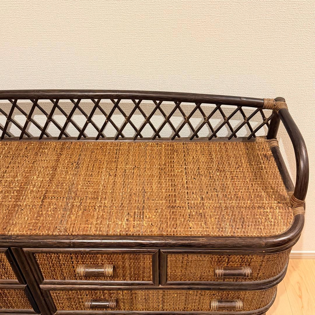 希少✨ヴィンテージラタン　籐家具 チェスト　4段10杯　引き出し タンス　ラタン