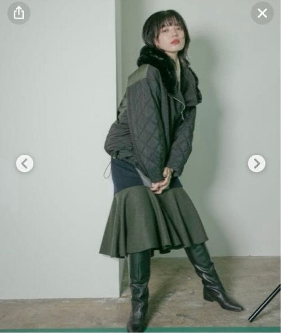 Eimee Law メルトン&キルトファーフーディブルゾン 美品