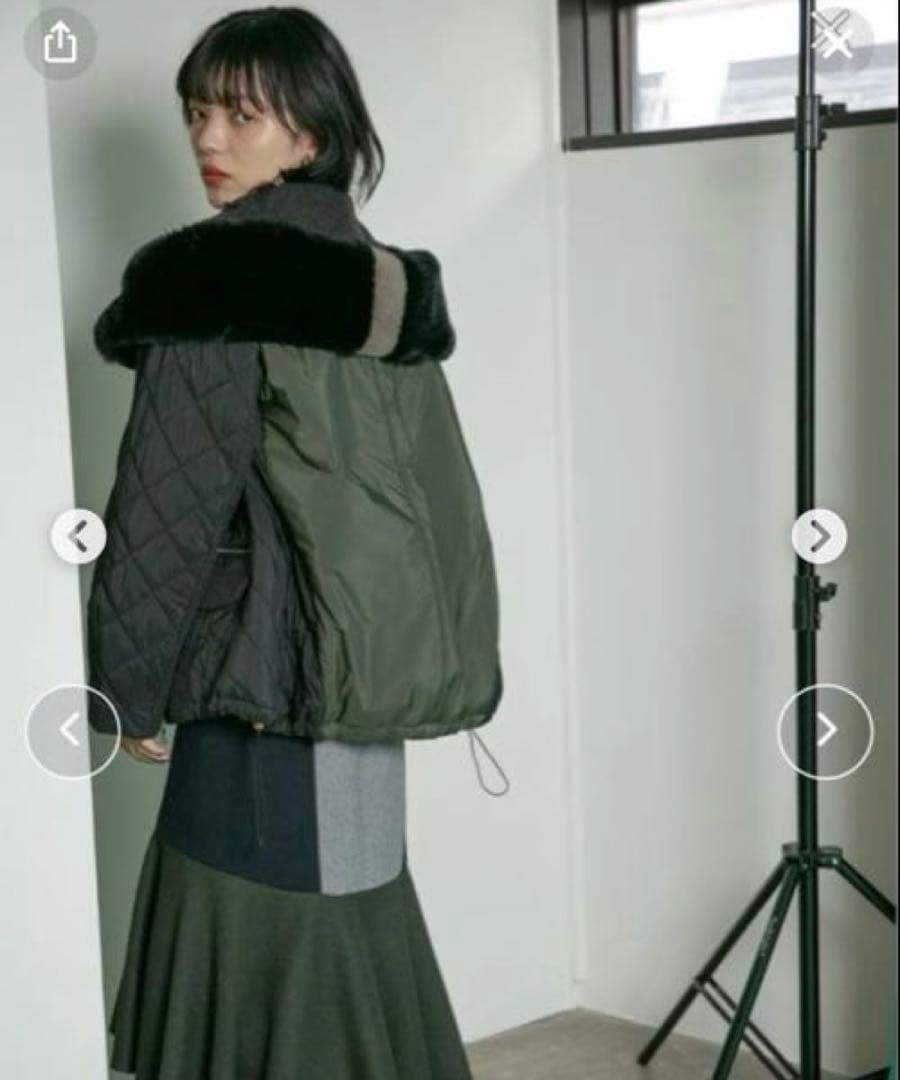 Eimee Law メルトン&キルトファーフーディブルゾン 美品