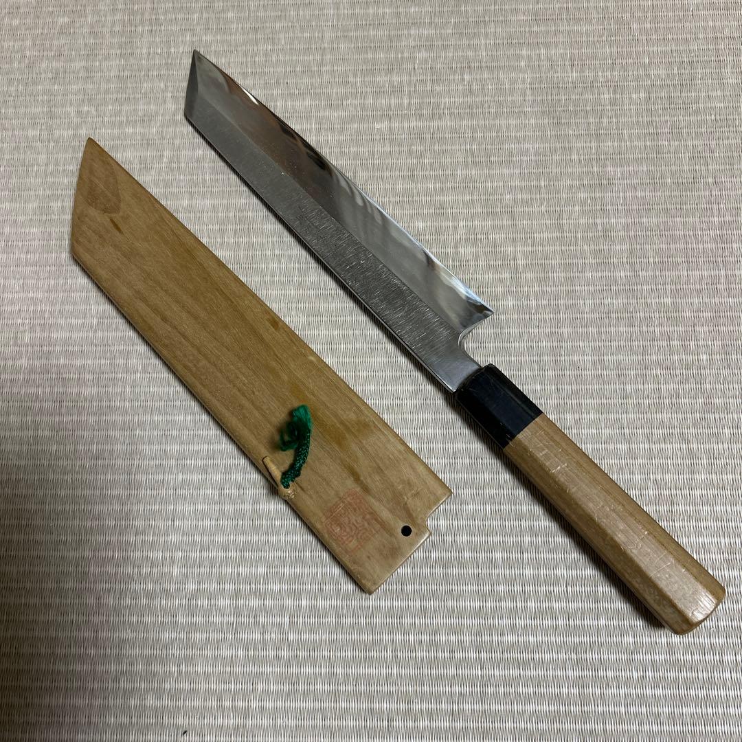 切り付け　薄刃　包丁　和包丁　堺一文字光秀　黒水牛柄　鞘付き