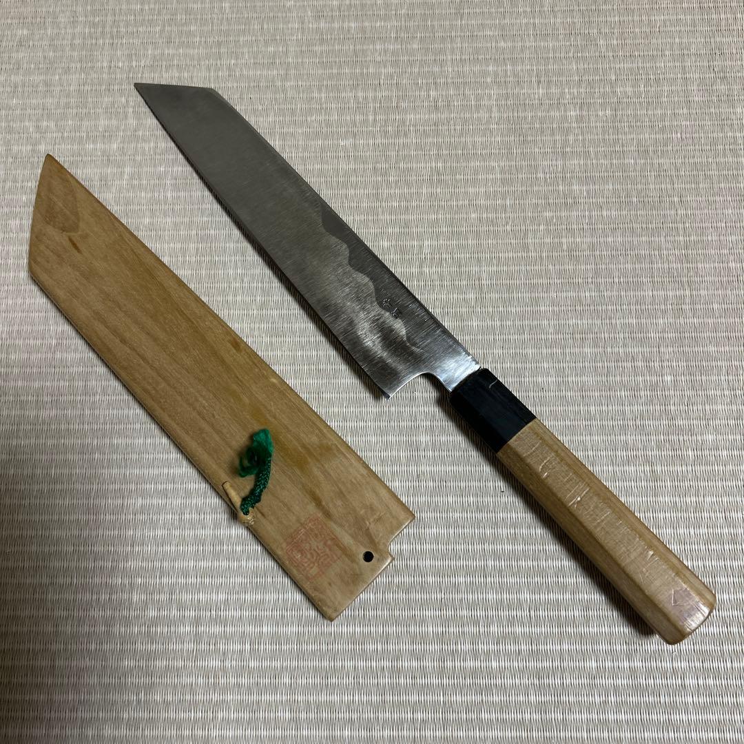 切り付け　薄刃　包丁　和包丁　堺一文字光秀　黒水牛柄　鞘付き