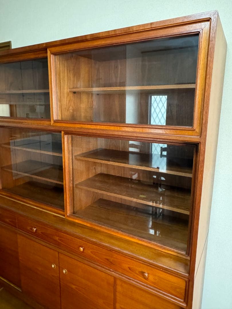 北欧テイスト チーク材ヴィンテージ キッチンボード 食器棚 国産高級収納家具