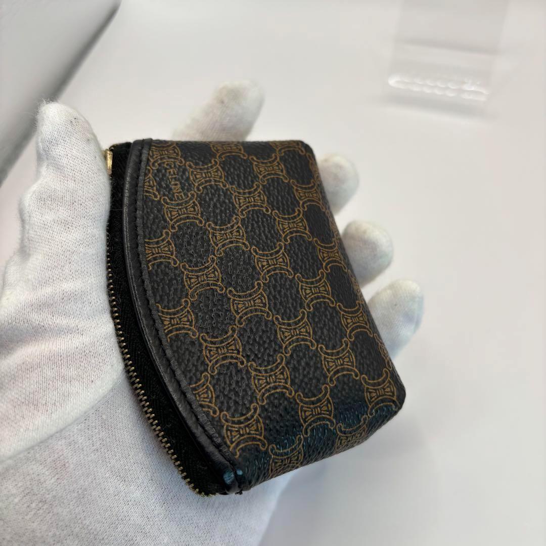 CELINE ケース　マカダム　トリオンフ　ブラック　レザー　黒マカダム