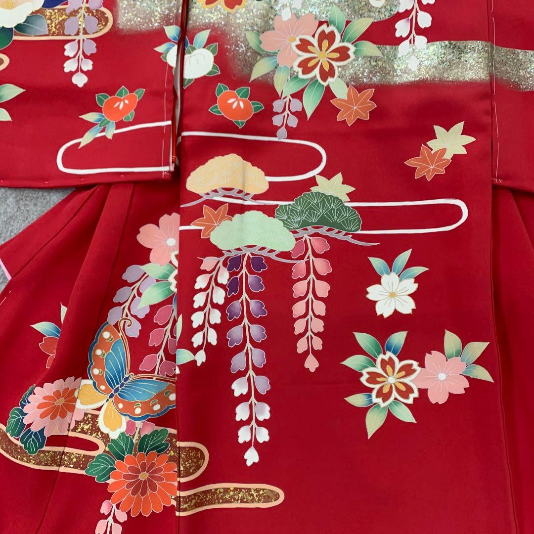 新品、最高級正絹産着京友禅手描き美術、特撰多色金彩入り、四季花蝶雲取り古典上品文