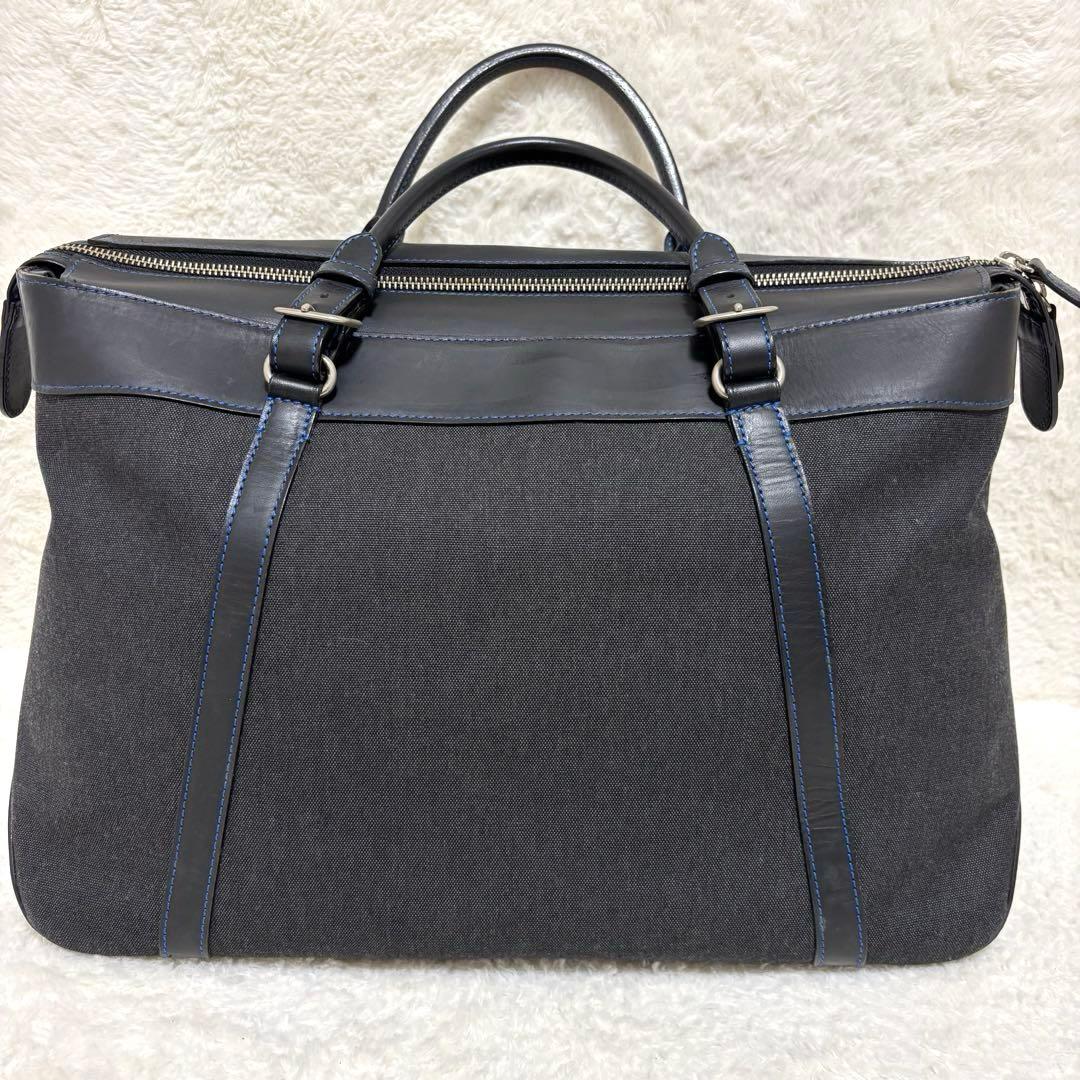 ソメスサドル ボストンバッグ デニムキャンバス×レザー チャコールブラック系