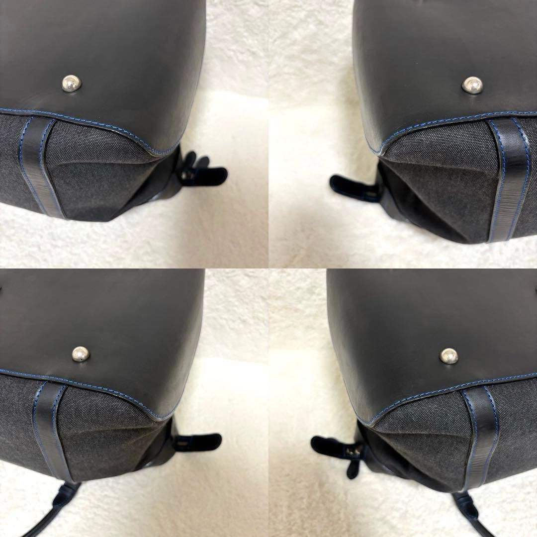 ソメスサドル ボストンバッグ デニムキャンバス×レザー チャコールブラック系