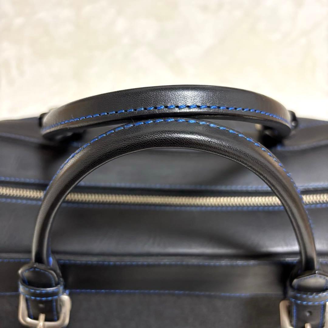 ソメスサドル ボストンバッグ デニムキャンバス×レザー チャコールブラック系