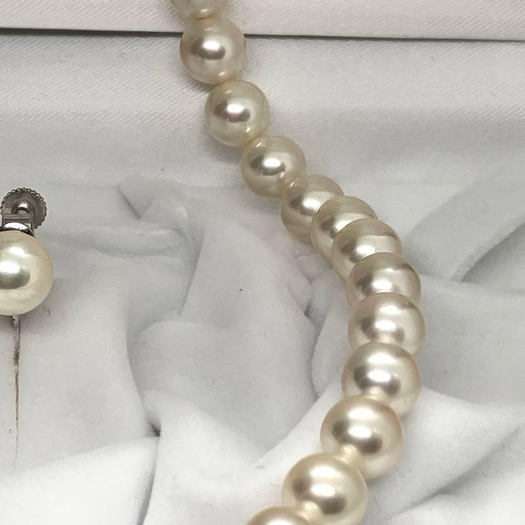 本真珠 パール ネックレス ラウンド　約8mm 37g イヤリングセット
