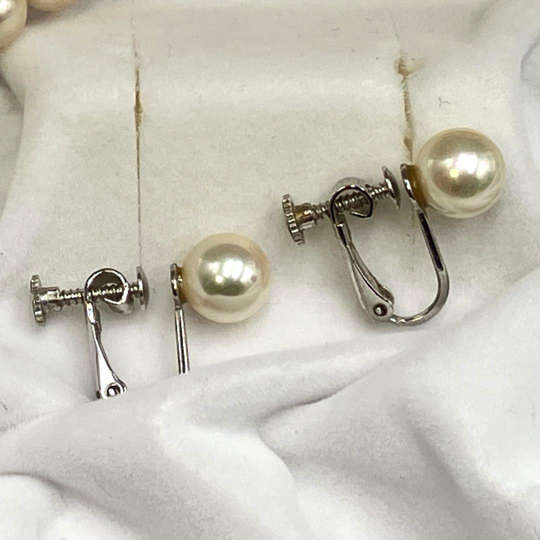 本真珠 パール ネックレス ラウンド　約8mm 37g イヤリングセット