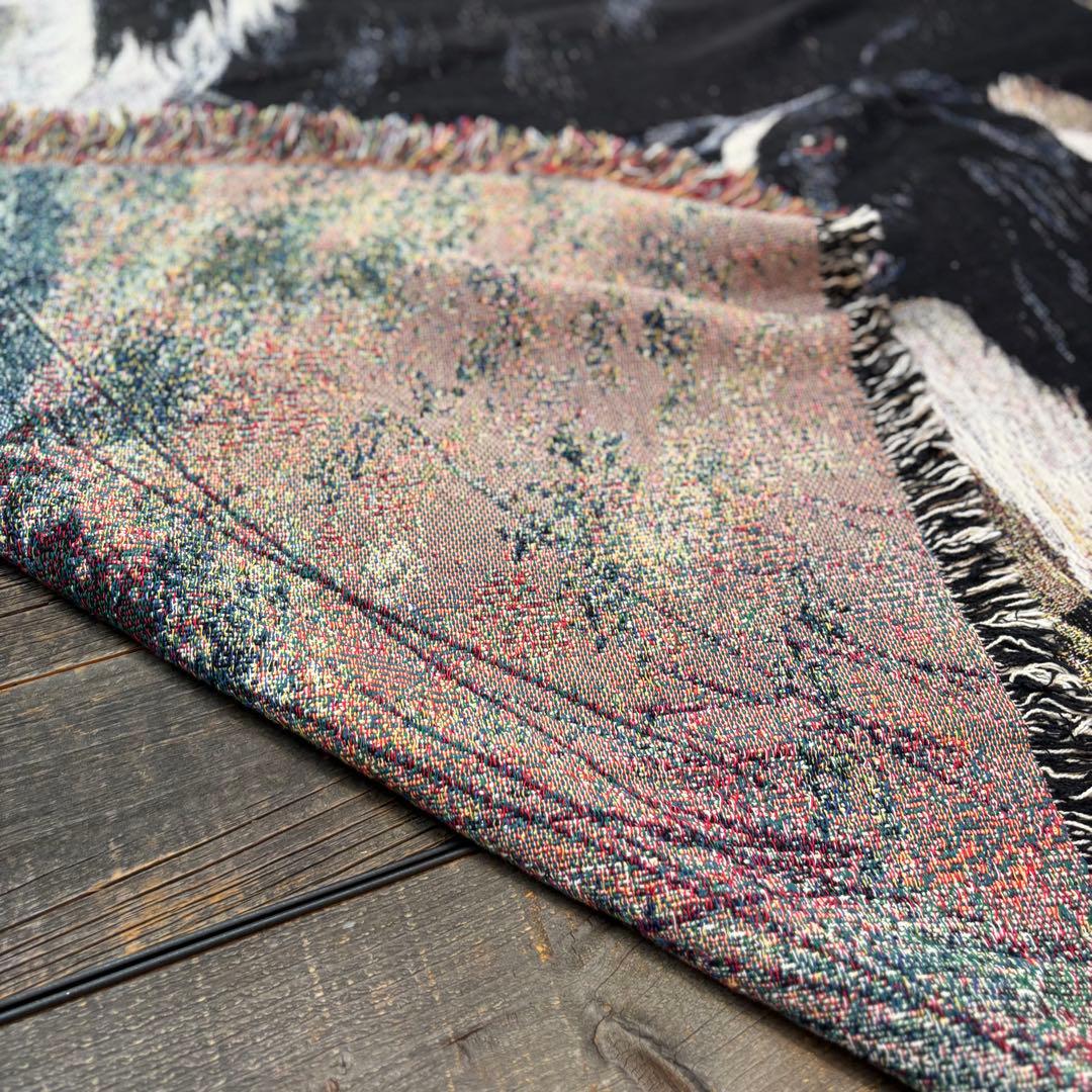 USA製　ヴィンテージ　ボーダーコリー　超大判ラグ　タペストリー　コットン.