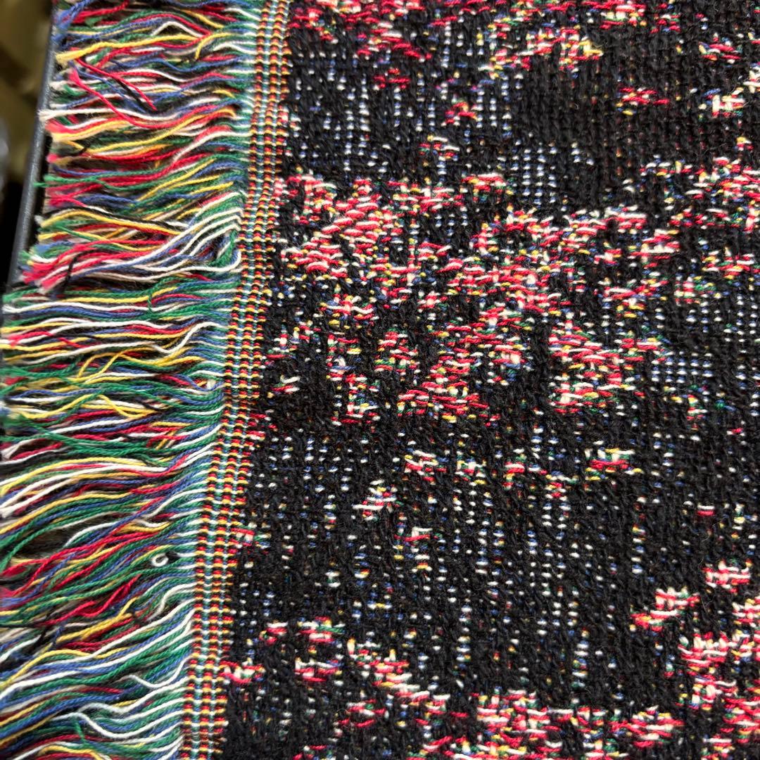 USA製　ヴィンテージ　ボーダーコリー　超大判ラグ　タペストリー　コットン.