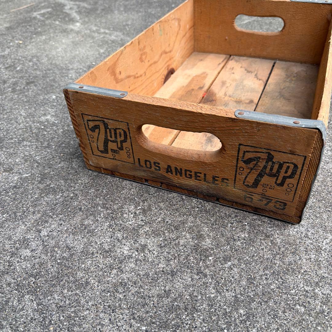 1973年製　70s 7UP ヴィンテージ　木製　ウッド　ボックス　コンテナ