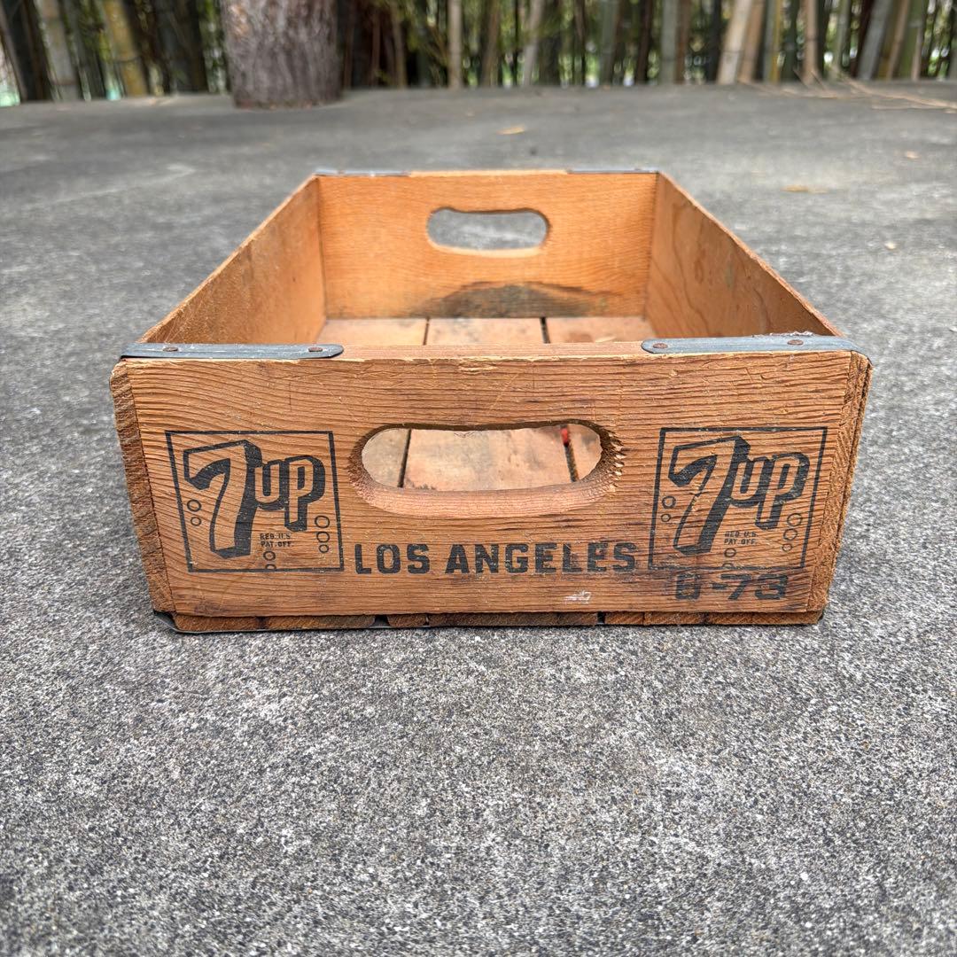 1973年製　70s 7UP ヴィンテージ　木製　ウッド　ボックス　コンテナ