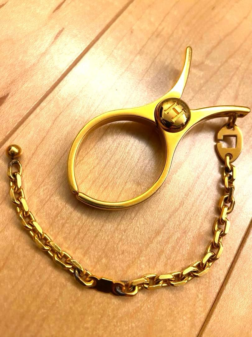 美品 お洒落 HERMES グローブホルダー ゴールド チャーム 手袋 バッグ