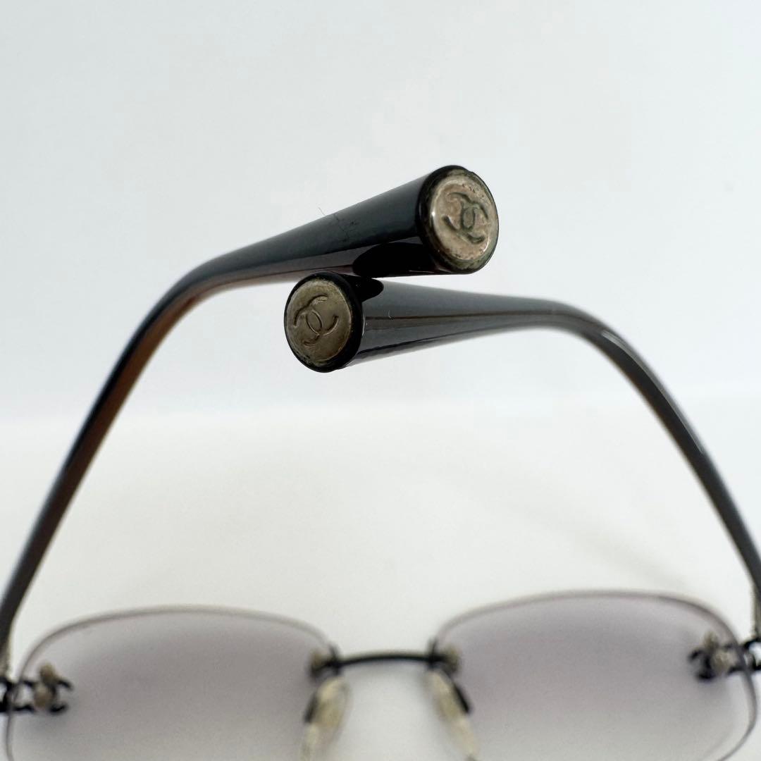 美品 CHANEL シャネル メガネ サングラス 度入り リムレス ココマーク