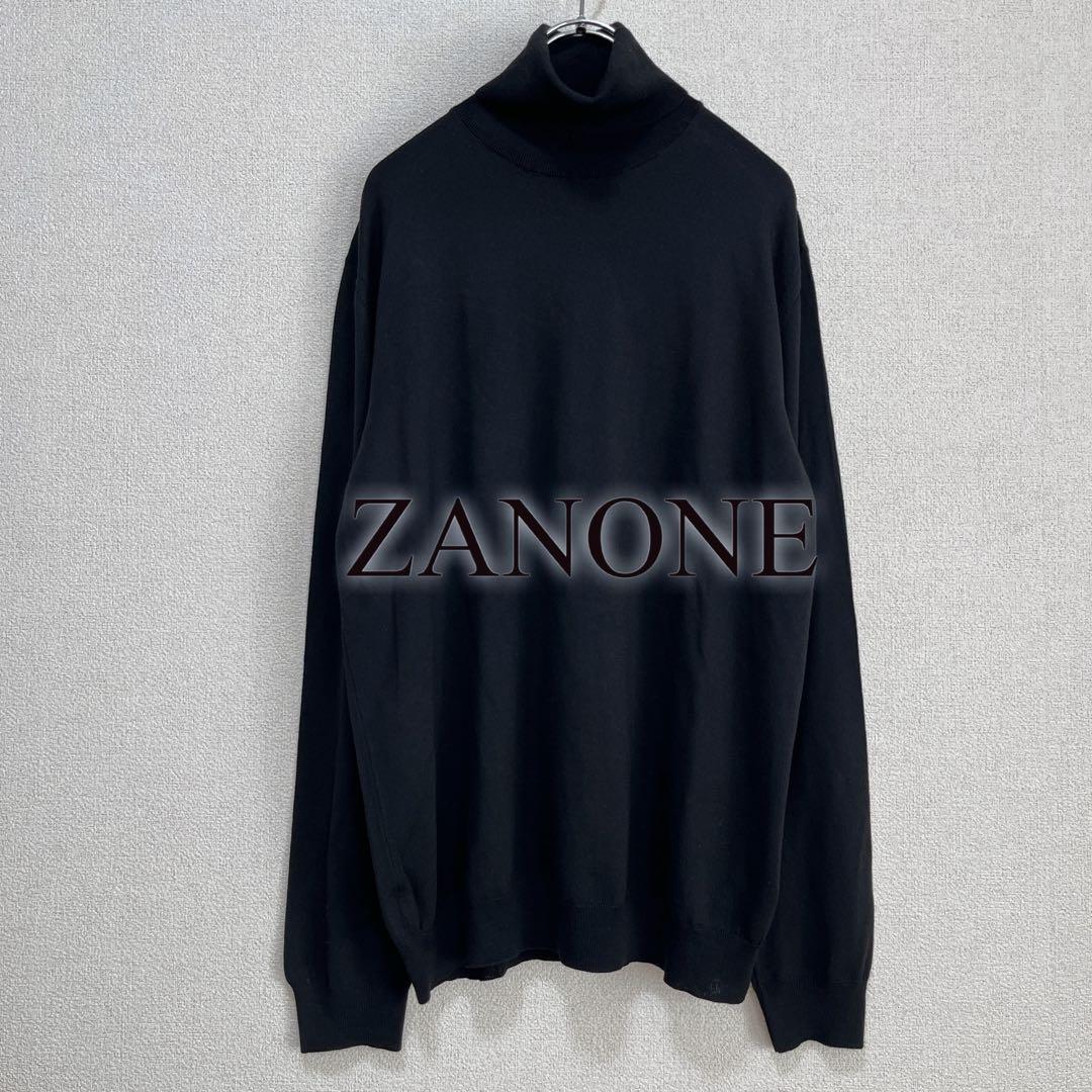【未使用級】現行 ZANONE ハイゲージ タートルネック セーター ブラック