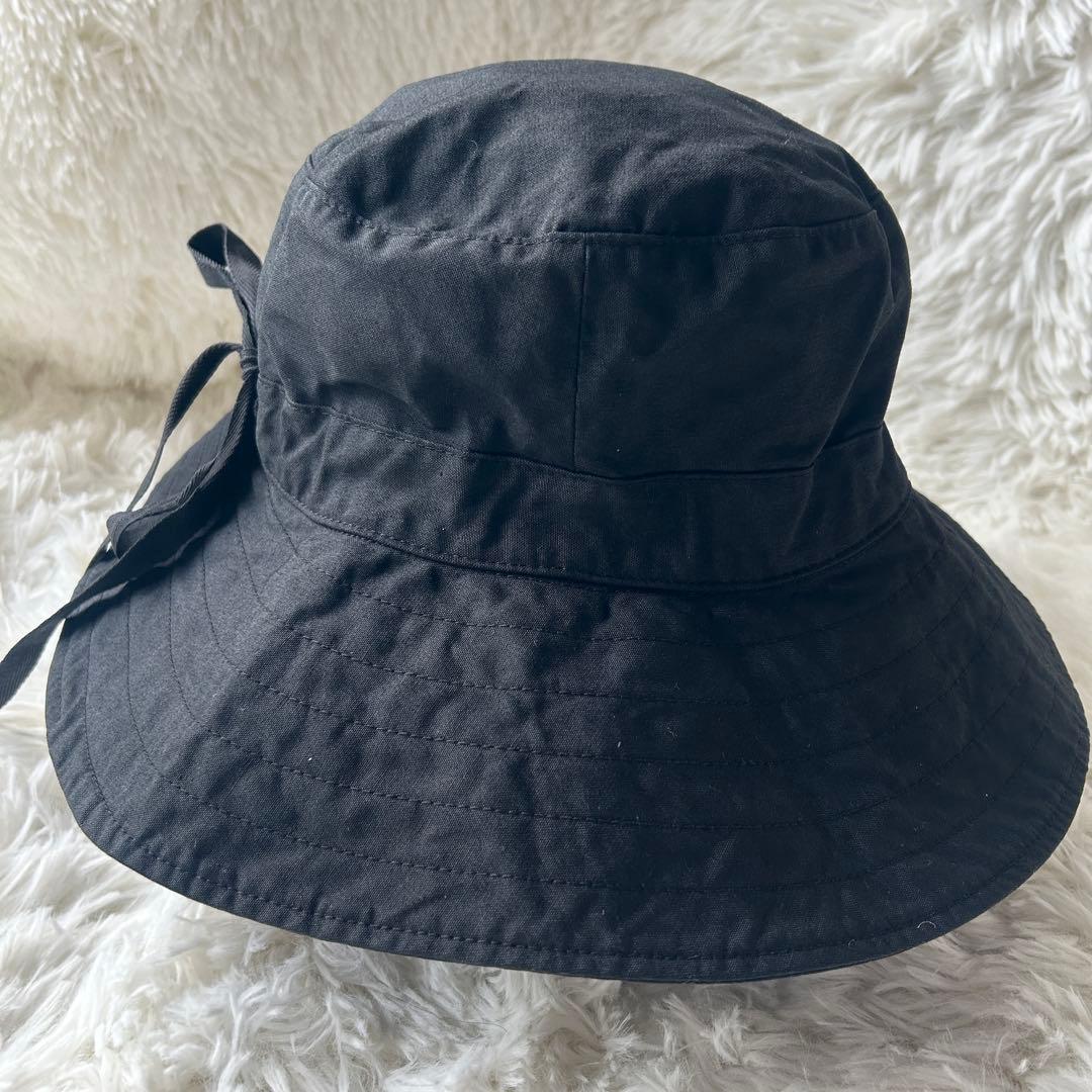 ヘレンカミンスキー つば広 りぼん コットンハット 帽子 黒