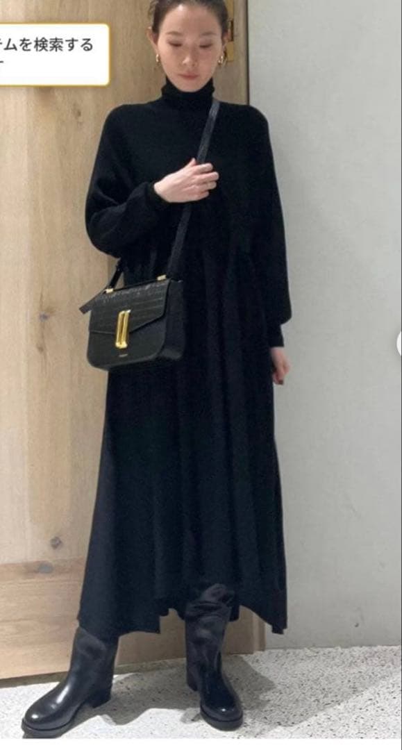 ブ*ー様 Curensology ウールハイネックギャザーワンピース